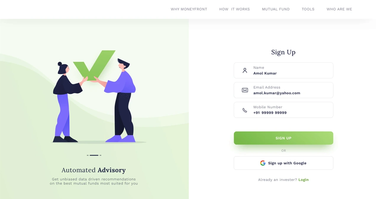 Mutual Fund Investment Portal - Onboarding Journey
